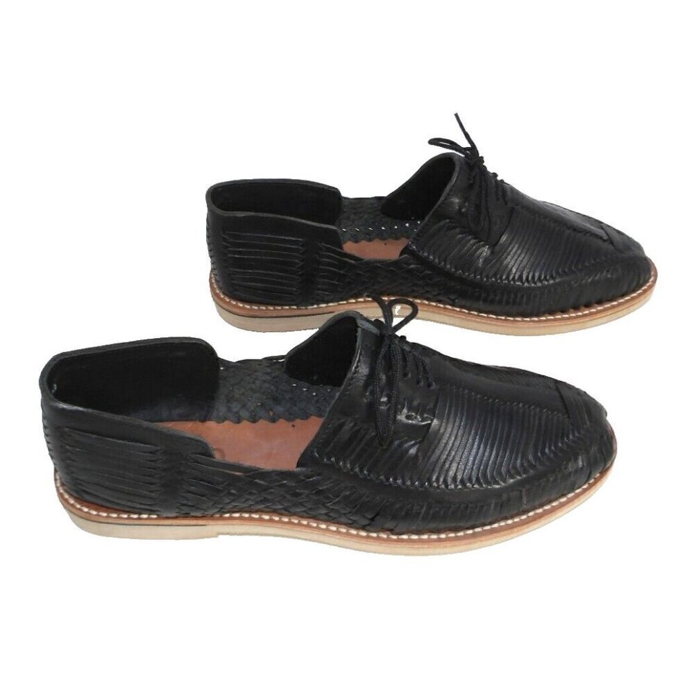 LUCILO black leather huaraches lace up loafers women's size 10 NEW, NO TAGS - Picture 4 of 8